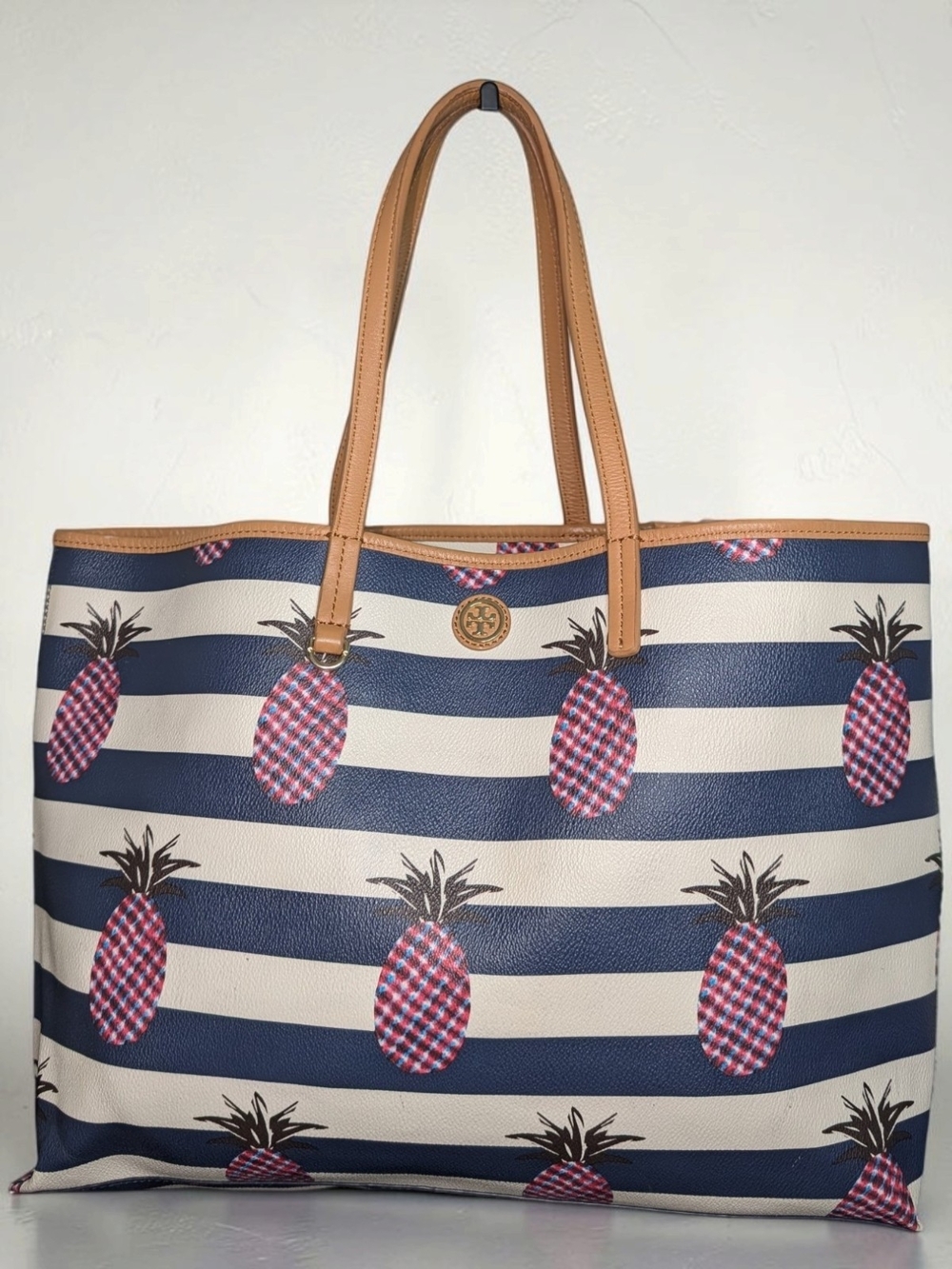 Tory Burch Kerrington Striped Pineapple Large Tote